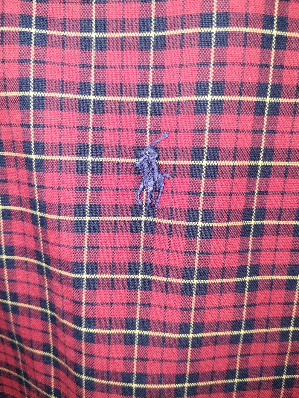 Large Polo by Ralph Lauren Red and Navy Plaid Button-Down Shirt